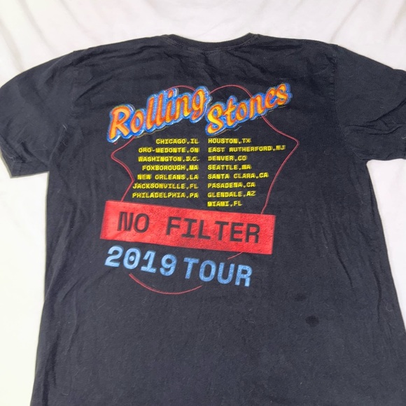 The Rolling Stones Black T-Shirt with Red and Blue Graphic - Picture 3 of 3